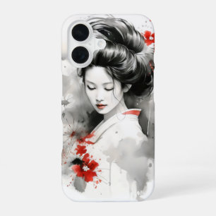 Black Red Geisha iPhone 16 Case