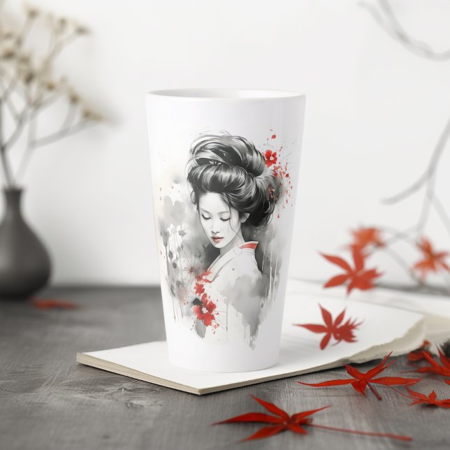 Black Red Geisha Latte Mug (Creator Uploaded)