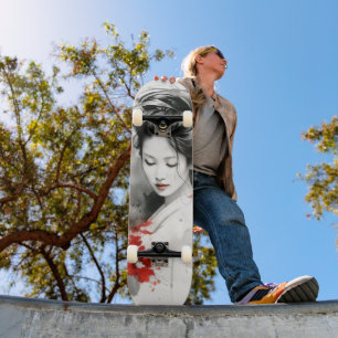 Black Red Geisha Skateboard