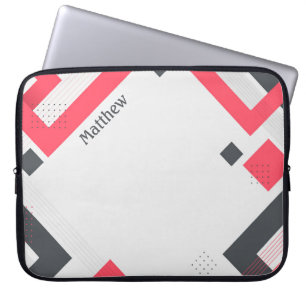 Black-Red Geometric Texture with Customisation Laptop Sleeve