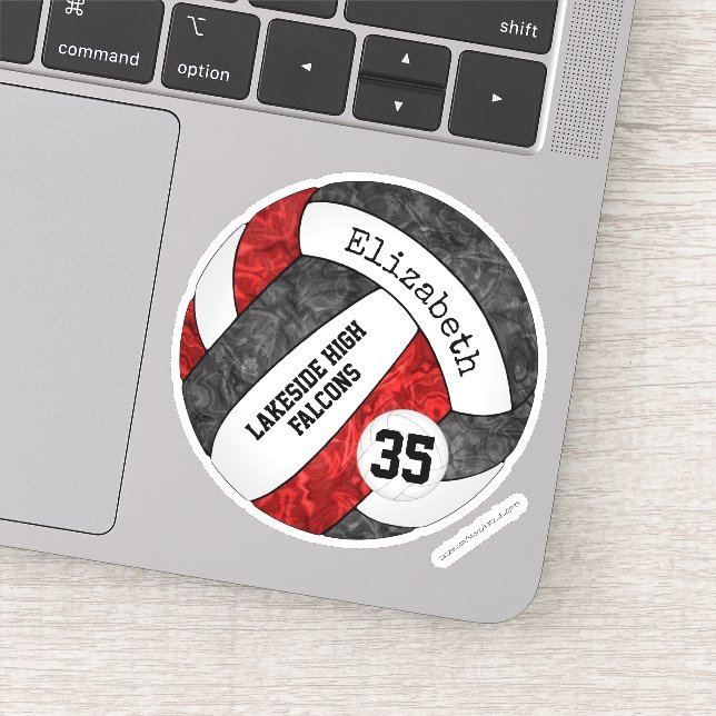 black red girls' volleyball w school mascot name (Detail)