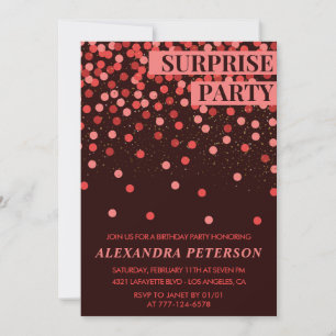 Black Red Glitter Surprise birthday 94th birthday Invitation