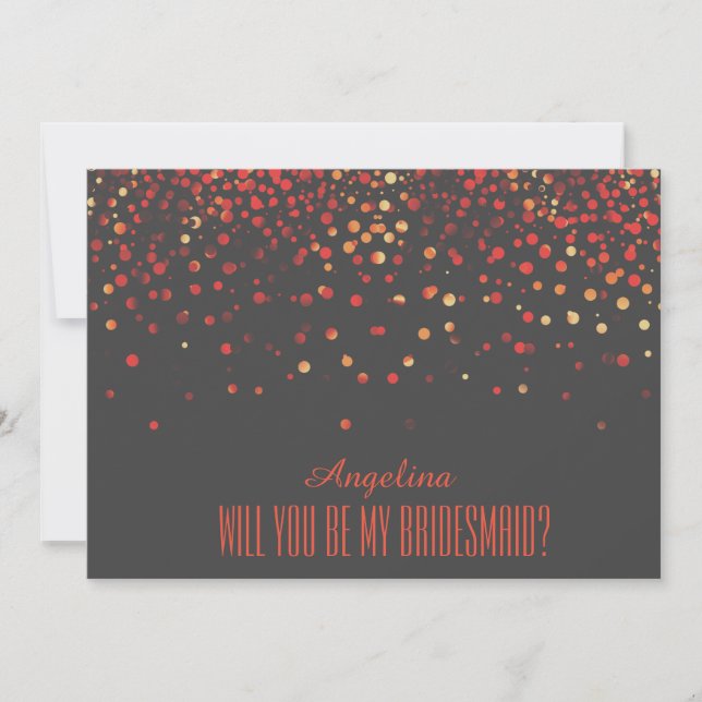 Black Red Glitter Will you be my bridesmaid? Invitation (Front)