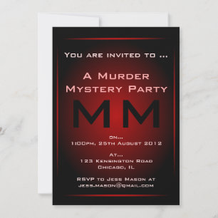 Black & Red Glow Murder Mystery Party Invitation