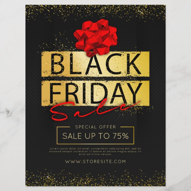 Black Red & Gold Black Friday Retail Sale Ad Flyer (Front)