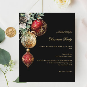 Black red gold business Christmas Party invitation