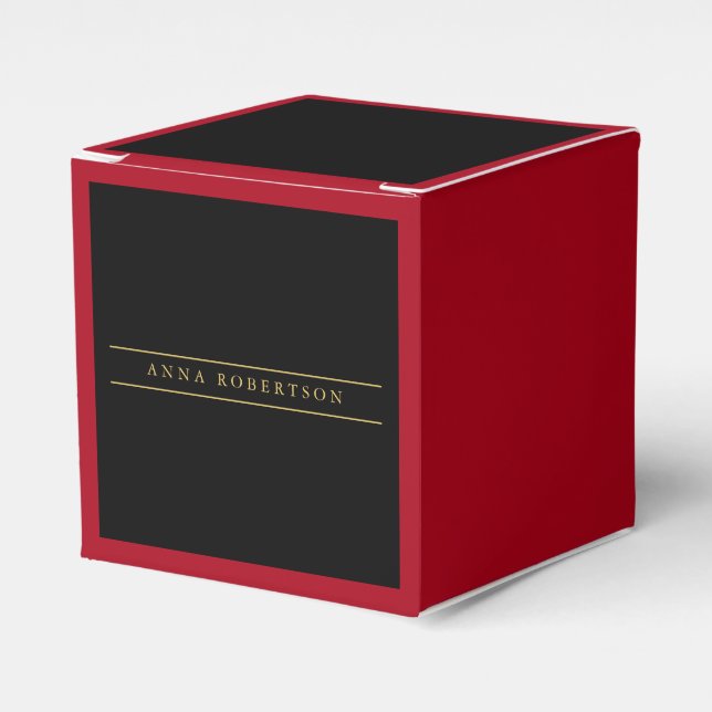 Black Red Gold Colours Professional Chic Minimalis Favour Box (Front Side)