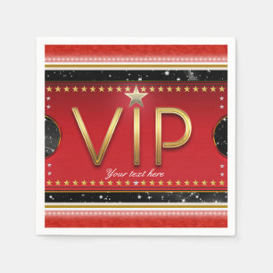 Black Red Gold Glam Stars VIP Ticket Custom Party Napkin