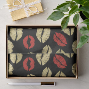 Black Red Gold Lips Birthday Tissue Paper