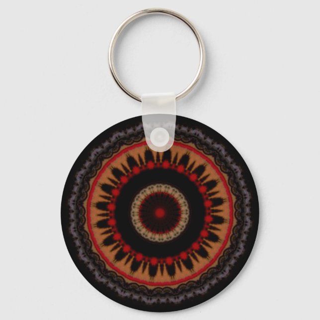 Black, red & gold mandala key ring (Front)