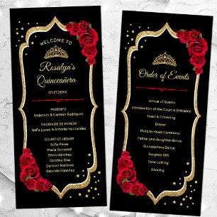 Black Red Gold Quinceanera Program