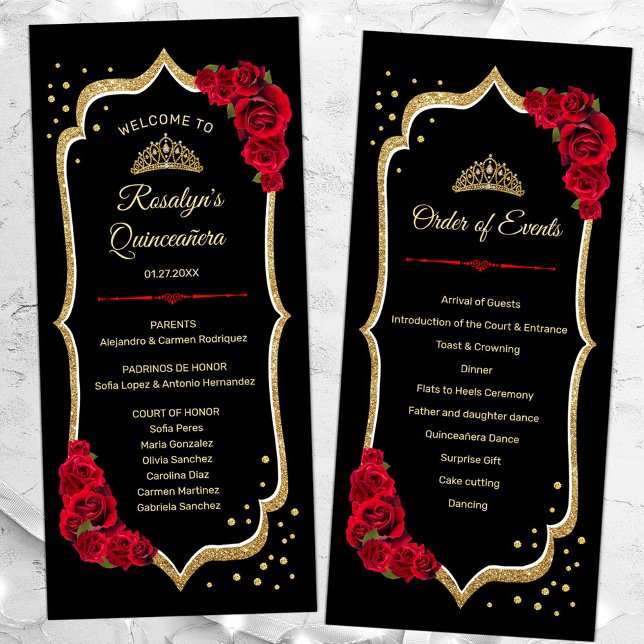 Black Red Gold Quinceanera Program (Creator Uploaded)