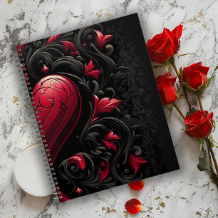 Black & Red Gothic Damask Planner