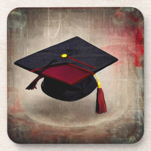 Black & Red Graduation Cap Coaster