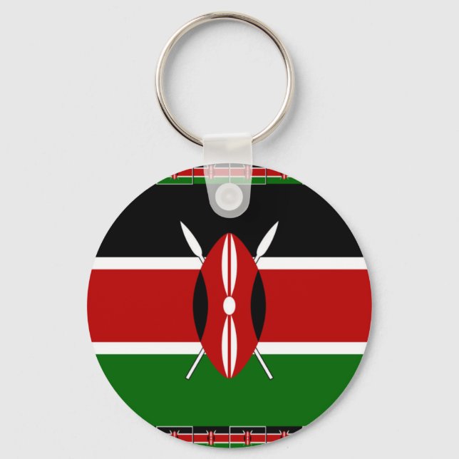 Black Red Green: Beautiful Kenya Flag Art Design Key Ring (Front)