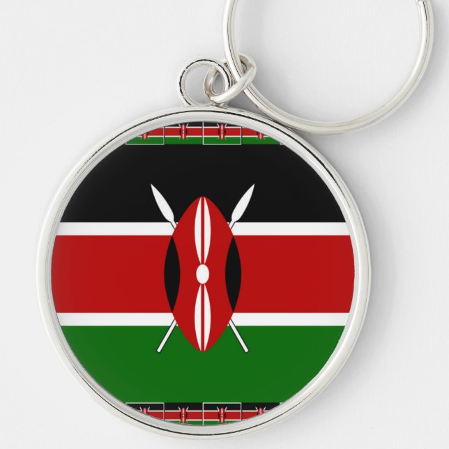 Black Red Green: Beautiful Kenya Flag Art Design Key Ring (Front)