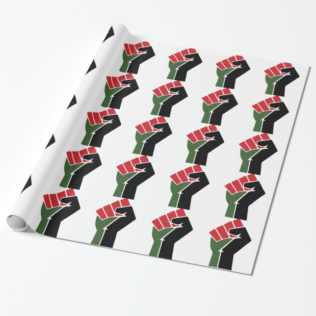 Black Red Green Fist Wrapping Paper (Unrolled)