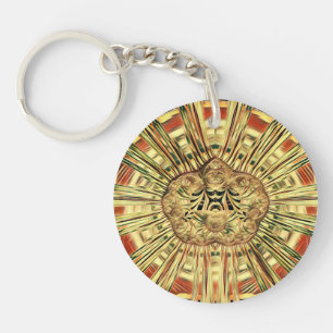 Black Red Green Gold Abstract Fractal ~ Keychain