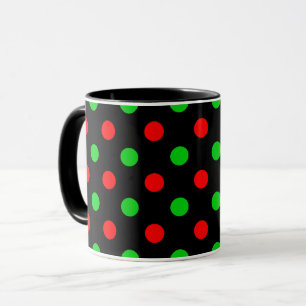 Black Red Green Polka Dots Design Mug