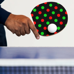 Black Red Green Polka Dots Design  Ping Pong Paddle