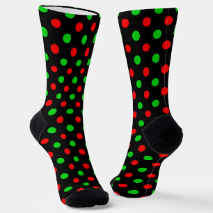 Black Red Green Polka Dots Design  Socks