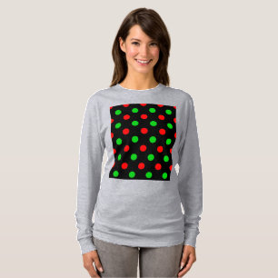 Black Red Green Polka Dots Design T-Shirt