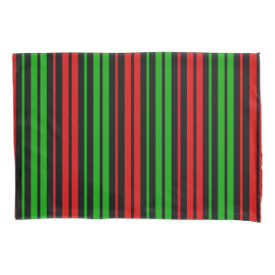 Black Red Green Stripes Pattern   Pillowcase