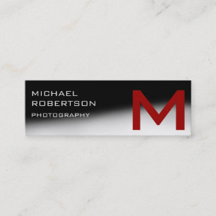 Black Red Grey Monogram Photographer Business Card