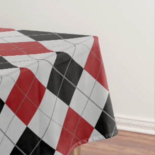 Black Red & Grey Plaid Checked - Tablecloth