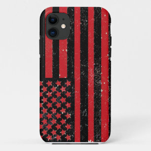 Black red grunge American flag iPhone 11 Case