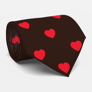 Black Red Heart Print Mens Tie