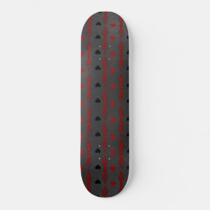 Black Red Hearts Gothic Romantic Valentines Day Skateboard