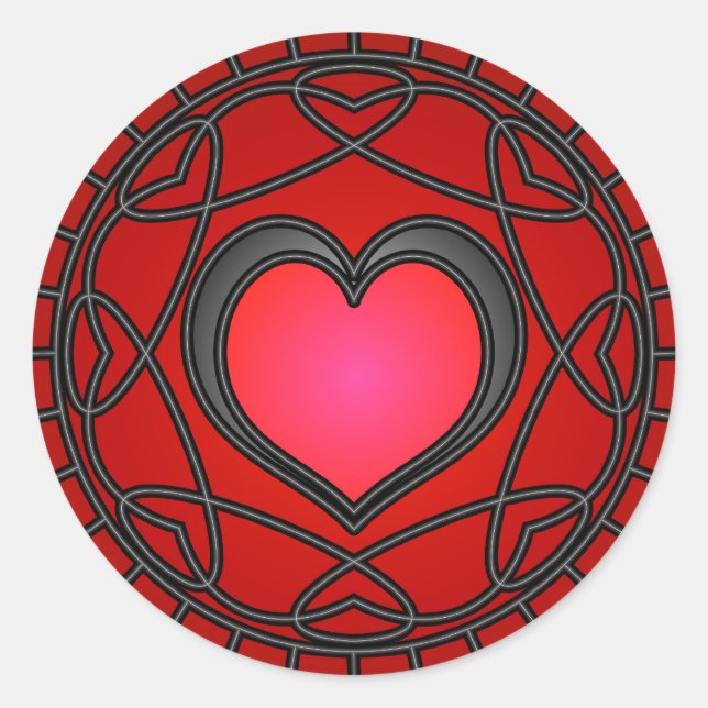 Black/Red Hearts & Swirls Sticker (Front)