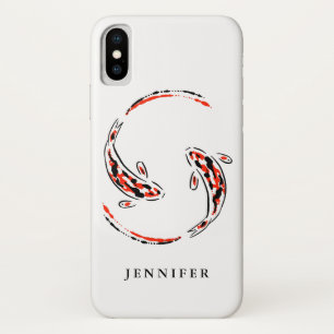Black & Red Japanese Koi Fish Artistic iPhone X Case