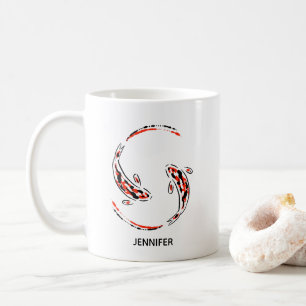 Black & Red Japanese Koi Fish Artistic Coffee Mug