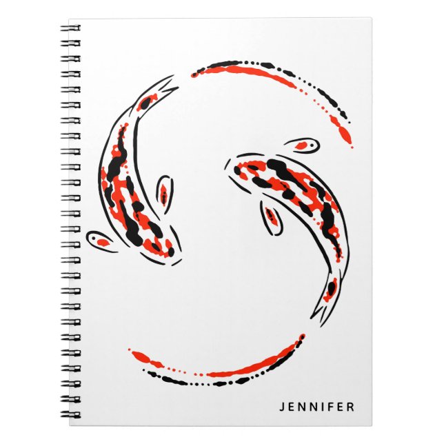 Black & Red Japanese Koi Fish Artistic Notebook (Front)
