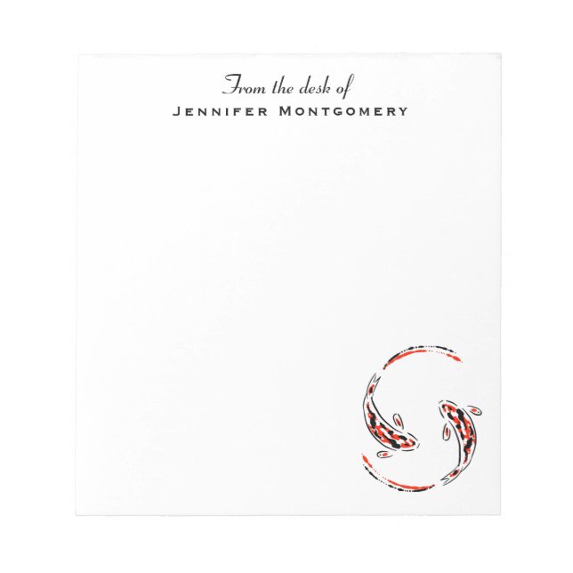 Black & Red Japanese Koi Fish Artistic Notepad (Front)