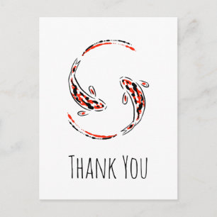 Black & Red Japanese Koi Fish Artistic Thank You Postcard