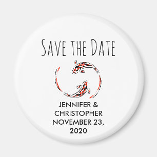 Black & Red Japanese Koi Fish Save the Date Magnet