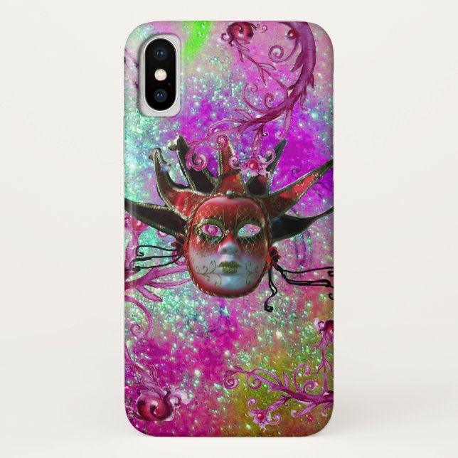 BLACK RED JESTER MASK Masquerade Party Purple Blue Case-Mate iPhone Case (Back)