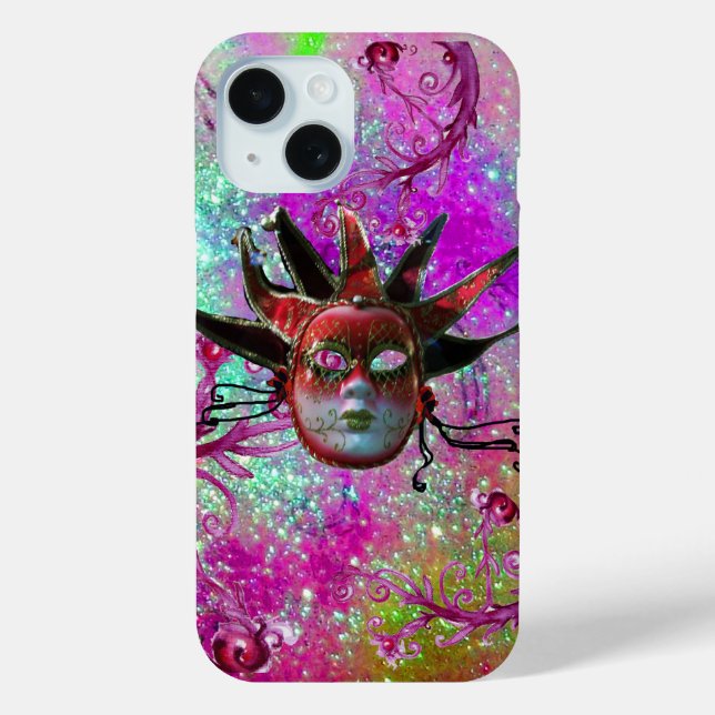 BLACK RED JESTER MASK Masquerade Party Purple Blue Case-Mate iPhone Case (Back)