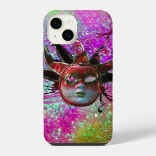BLACK RED JESTER MASK Masquerade Party Purple Blue iPhone Case