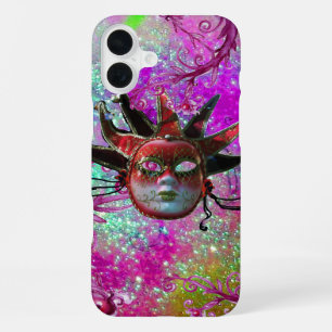 BLACK RED JESTER MASK Masquerade Party Purple Blue iPhone Case