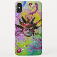 BLACK RED JESTER MASK Masquerade Purple Green