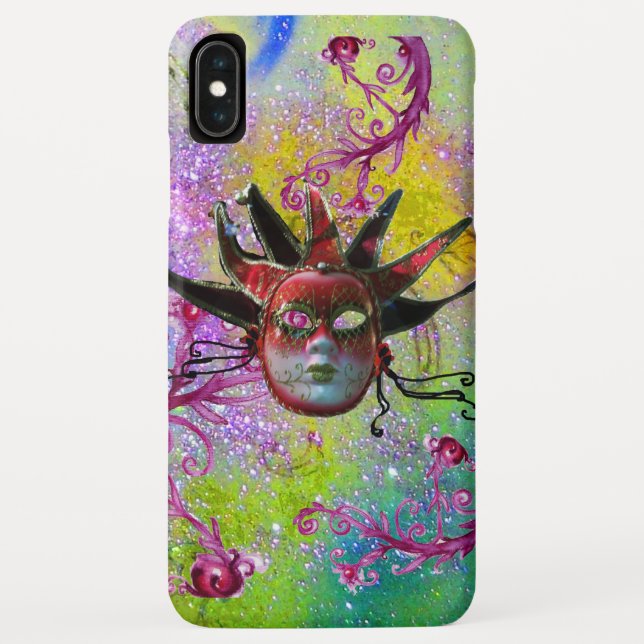 BLACK RED JESTER MASK Masquerade Purple Green Case-Mate iPhone Case (Back)