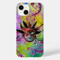 BLACK RED JESTER MASK Masquerade Purple Green