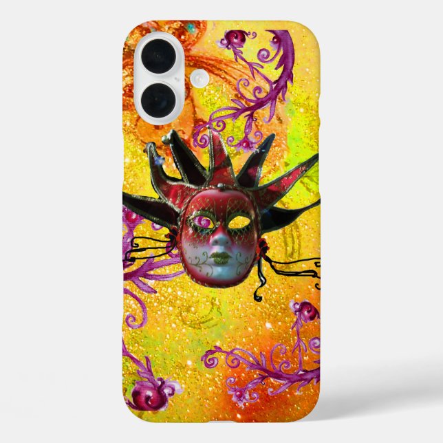 BLACK RED JESTER MASK Masquerade Yellow  Purple Case-Mate iPhone Case (Back)