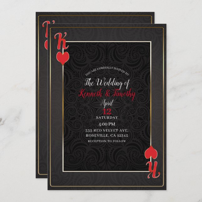 Black & Red King of Hearts Card Elegant Wedding (Front/Back)