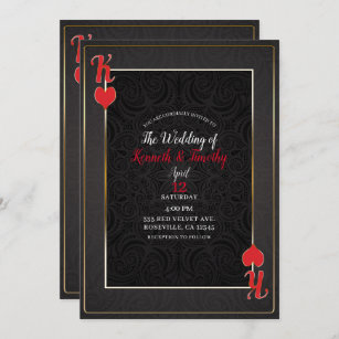 Black & Red King of Hearts Card Elegant Wedding