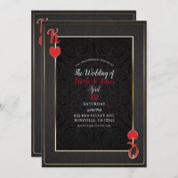 Black Red King & Queen of Hearts Elegant Wedding